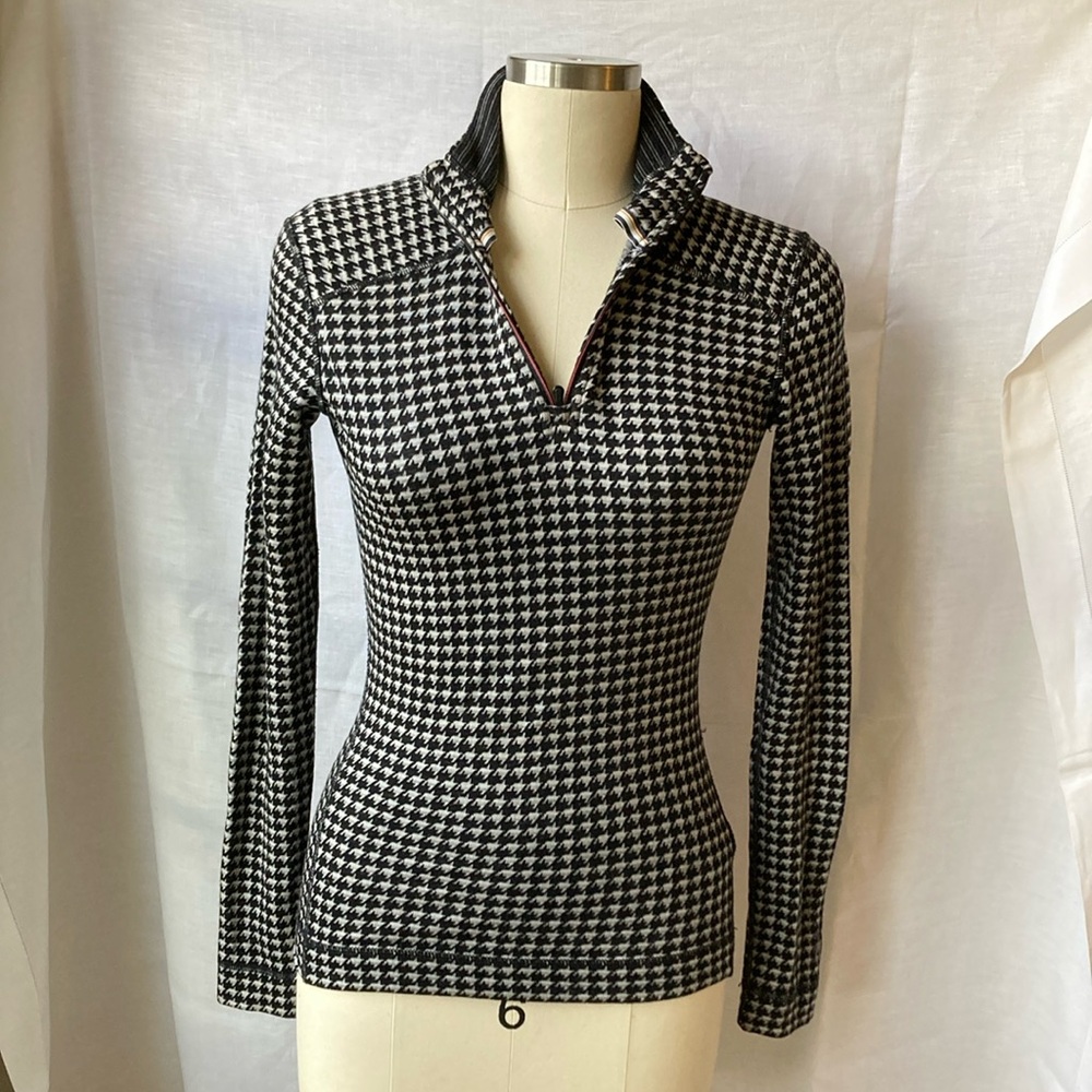 Smartwool Houndstooth 1/4 Zip Base Layer Sz Small